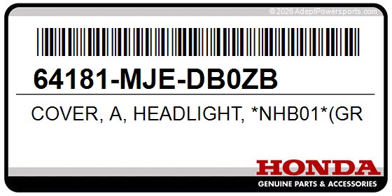 Honda 64181-MJE-DB0ZB Cover, A, Headlight, *Nhb01*(Graphite, Black)