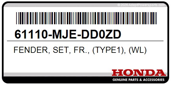 Honda 61110-MJE-DD0ZD Fender, Set, Fr., (Type1), (Wl)