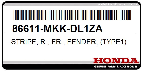 Honda 86611-MKK-DL1ZA Stripe, R., Fr., Fender, (Type1)