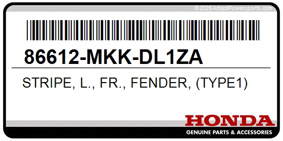 Honda 86612-MKK-DL1ZA Stripe, L., Fr., Fender, (Type1)