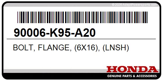 Honda 90006-K95-A20 Bolt, Flange, (6X16), (Lnsh)