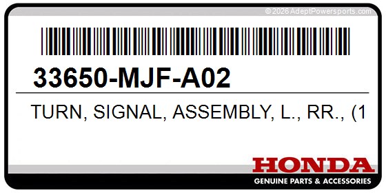 Honda 33650-MJF-A02 Turn, Signal, Assembly, L., Rr., (12V, 21W)
