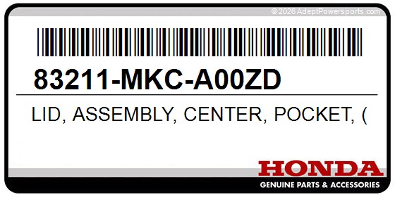 Honda 83211-MKC-A00ZD Lid, Assembly, Center, Pocket, (Type2)