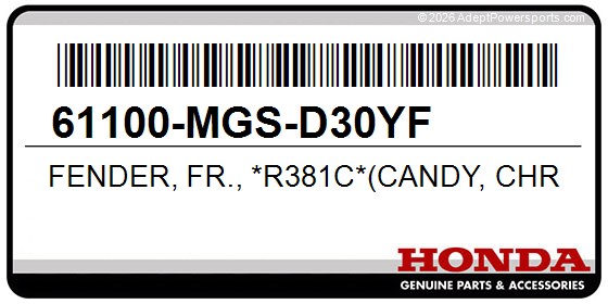Honda 61100-MGS-D30YF Fender, Fr., *R381c*(Candy, Chromosphere, Red)