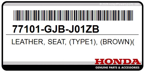 Honda 77101-GJB-J01ZB Leather, Seat, (Type1), (Brown)(No, Letters, Printed)