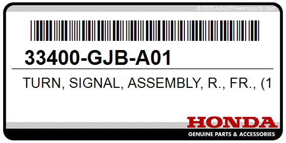 Honda 33400-GJB-A01 Turn, Signal, Assembly, R., Fr., (12V, 10W)