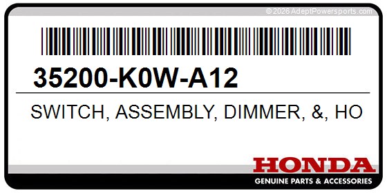 Honda 35200-K0W-A12 Switch, Assembly, Dimmer, &, Horn, &, Turn, Signal