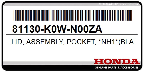 Honda 81130-K0W-N00ZA Lid, Assembly, Pocket, *Nh1*(Black)