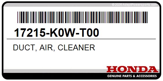 Honda 17215-K0W-T00 Duct, Air, Cleaner