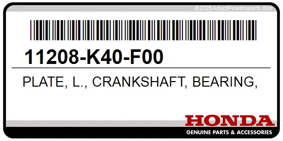 Honda 11208-K40-F00 Plate, L., Crankshaft, Bearing, Setting
