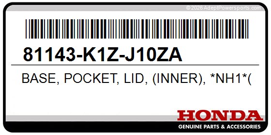 Honda 81143-K1Z-J10ZA Base, Pocket, Lid, (Inner), *Nh1*(Black)