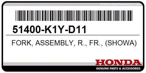 Honda 51400-K1Y-D11 Fork, Assembly, R., Fr., (Showa)