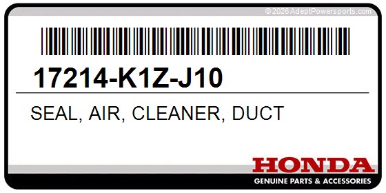 Honda 17214-K1Z-J10 Seal, Air, Cleaner, Duct