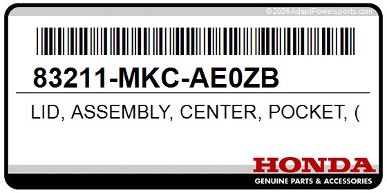 Honda 83211-MKC-AE0ZB Lid, Assembly, Center, Pocket, (Type5)