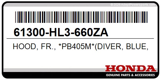 Honda 61300-HL3-660ZA Hood, Fr., *Pb405m*(Diver, Blue, Metallic)