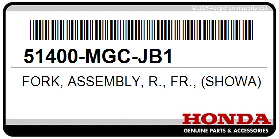 Honda 51400-MGC-JB1 Fork, Assembly, R., Fr., (Showa)
