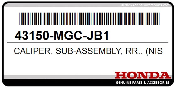 Honda 43150-MGC-JB1 Caliper, Sub-Assembly, Rr., (Nissin)