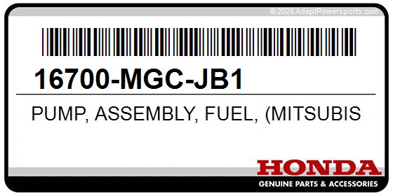 Honda 16700-MGC-JB1 Pump, Assembly, Fuel, (Mitsubishi), (Msds)