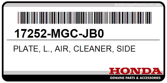 Honda 17252-MGC-JB0 Plate, L., Air, Cleaner, Side