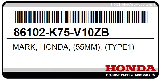 Honda 86102-K75-V10ZB Mark, Honda, (55Mm), (Type1)
