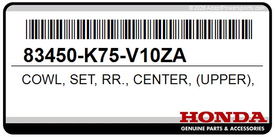 Honda 83450-K75-V10ZA Cowl, Set, Rr., Center, (Upper), (Type4), (Wl)