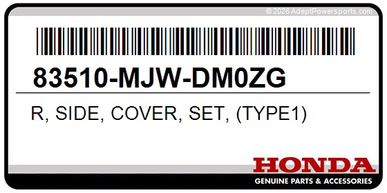 Honda 83510-MJW-DM0ZG R, Side, Cover, Set, (Type1)