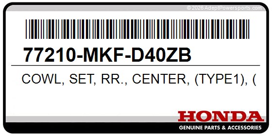 Honda 77210-MKF-D40ZB Cowl, Set, Rr., Center, (Type1), (Wl)