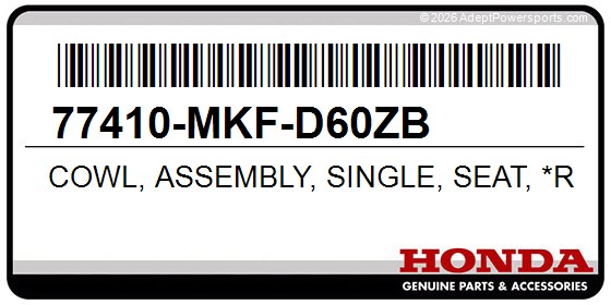 Honda 77410-MKF-D60ZB Cowl, Assembly, Single, Seat, *R334*(Victory, Red)