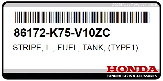 Honda 86172-K75-V10ZC Stripe, L., Fuel, Tank, (Type1)