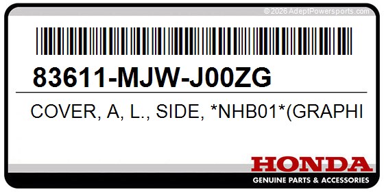 Honda 83611-MJW-J00ZG Cover, A, L., Side, *Nhb01*(Graphite, Black)