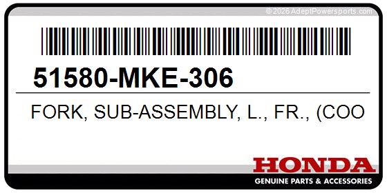 Honda 51580-MKE-306 Fork, Sub-Assembly, L., Fr., (Coo)