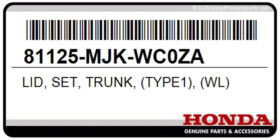 Honda 81125-MJK-WC0ZA Lid, Set, Trunk, (Type1), (Wl)