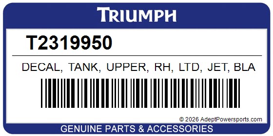 Triumph T2319950 Decal, Tank, Upper, Rh, Ltd, Jet, Black