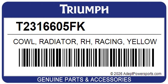 Triumph T2316605FK Cowl, Radiator, Rh, Racing, Yellow