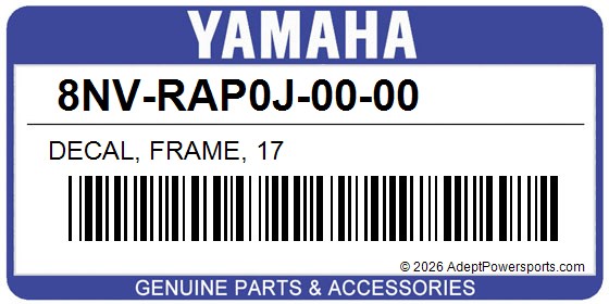 Yamaha 8NV-RAP0J-00-00 Decal, Frame, 17