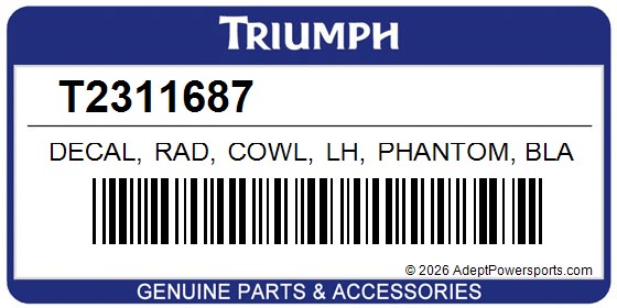 Triumph T2311687 Decal, Rad, Cowl, Lh, Phantom, Black