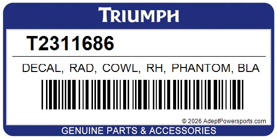 Triumph T2311686 Decal, Rad, Cowl, Rh, Phantom, Black