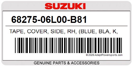 Suzuki 68275-06L00-B81 Tape, Cover, Side, Rh, (Blue, Bla, K, Gray)