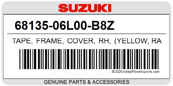 Suzuki 68135-06L00-B8Z Tape, Frame, Cover, Rh, (Yellow, Ray, Black)