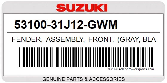 Suzuki 53100-31J12-GWM Fender, Assembly, Front, (Gray, Black