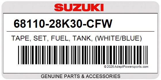 Suzuki 68110-28K30-CFW Tape, Set, Fuel, Tank, (White/Blue)