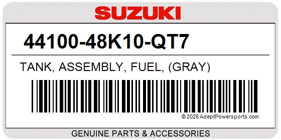 Suzuki 44100-48K10-QT7 Tank, Assembly, Fuel, (Gray)