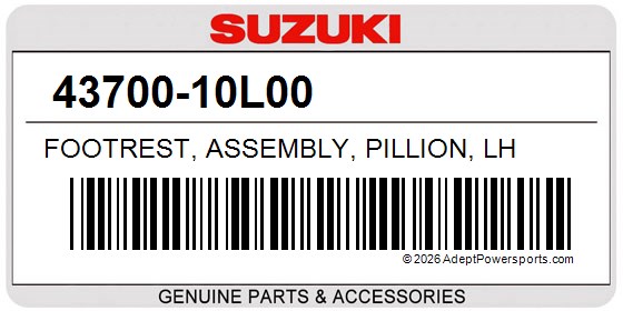 Suzuki 43700-10L00 Footrest, Assembly, Pillion, Lh