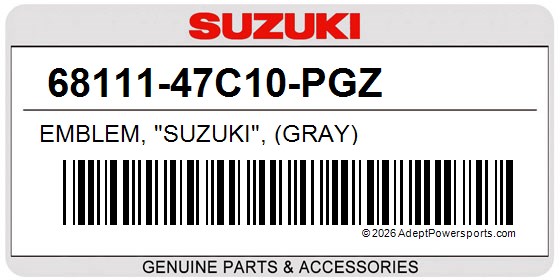 Suzuki 68111-47C10-PGZ Emblem, "Suzuki", (Gray)