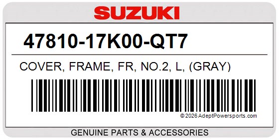 Suzuki 47810-17K00-QT7 Cover, Frame, Fr, No.2, L, (Gray)