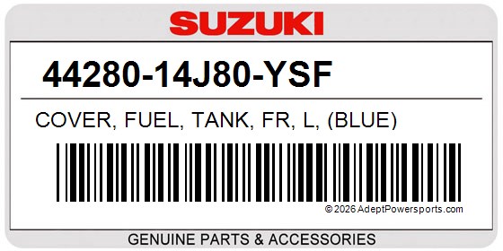 Suzuki 44280-14J80-YSF Cover, Fuel, Tank, Fr, L, (Blue)