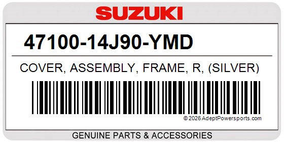 Suzuki 47100-14J90-YMD Cover, Assembly, Frame, R, (Silver)