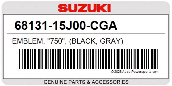 Suzuki 68131-15J00-CGA Emblem, "750", (Black, Gray)