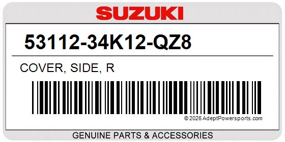Suzuki 53112-34K12-QZ8 Cover, Side, R