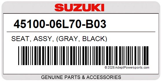 Suzuki 45100-06L70-B03 Seat, Assy, (Gray, Black)
